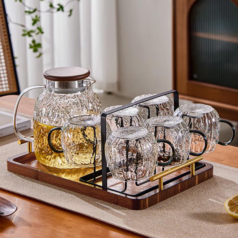 High Borosilicate Glass Teacup Set with Pot and Tray