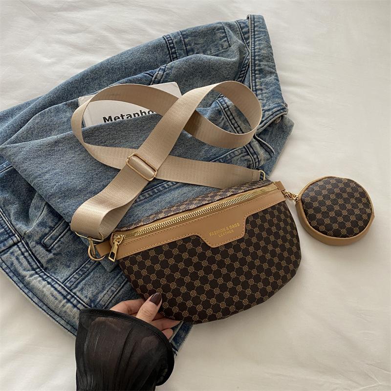 

2025 осень новая персонализированная нагрудная сумка женская ins тренд мода кэжуал европейский и американский стиль нишевая сумка под мышкой женская коричневый