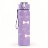 1PC Soft Pink Bow Repeat Pattern 750ml Color Plastic Sports Water Bottle Leakproof Flip Straw Lid Suitable for Sports Office Home Use
