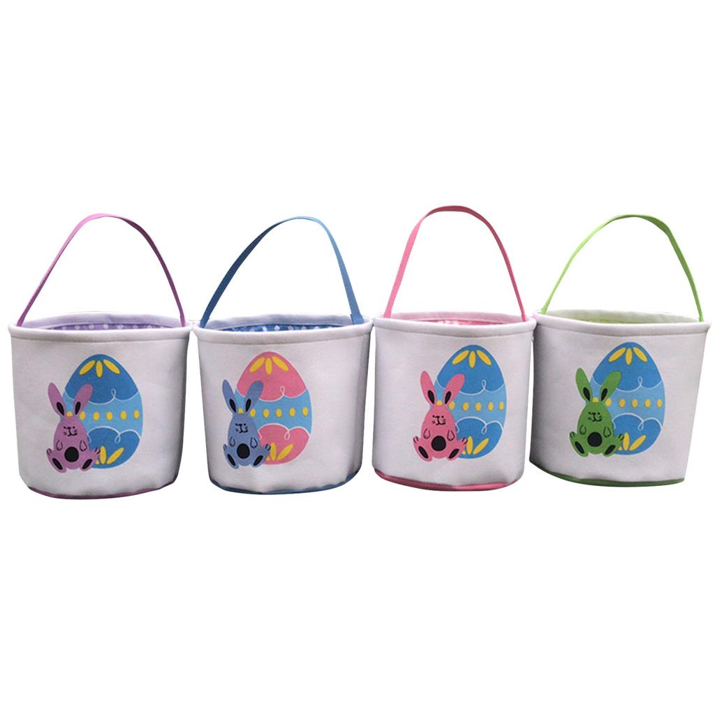 Easter Basket Holiday  Bunny Printed Canvas Gift Carry Candy Bag