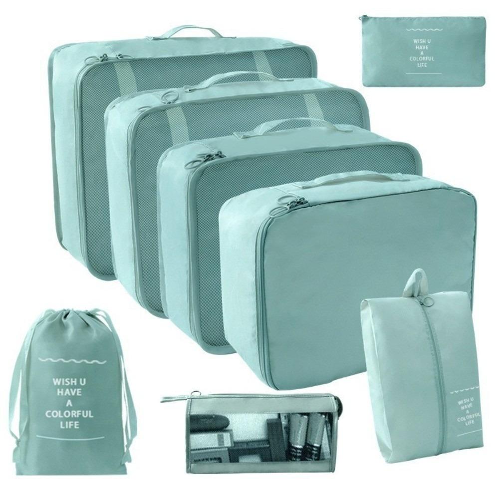 8 PCS/Set Polyester Travel Storage Bag Set Foldable Waterproof Travel Organizer Bag Makeup Bag Large Capacity Suitcase Organizer