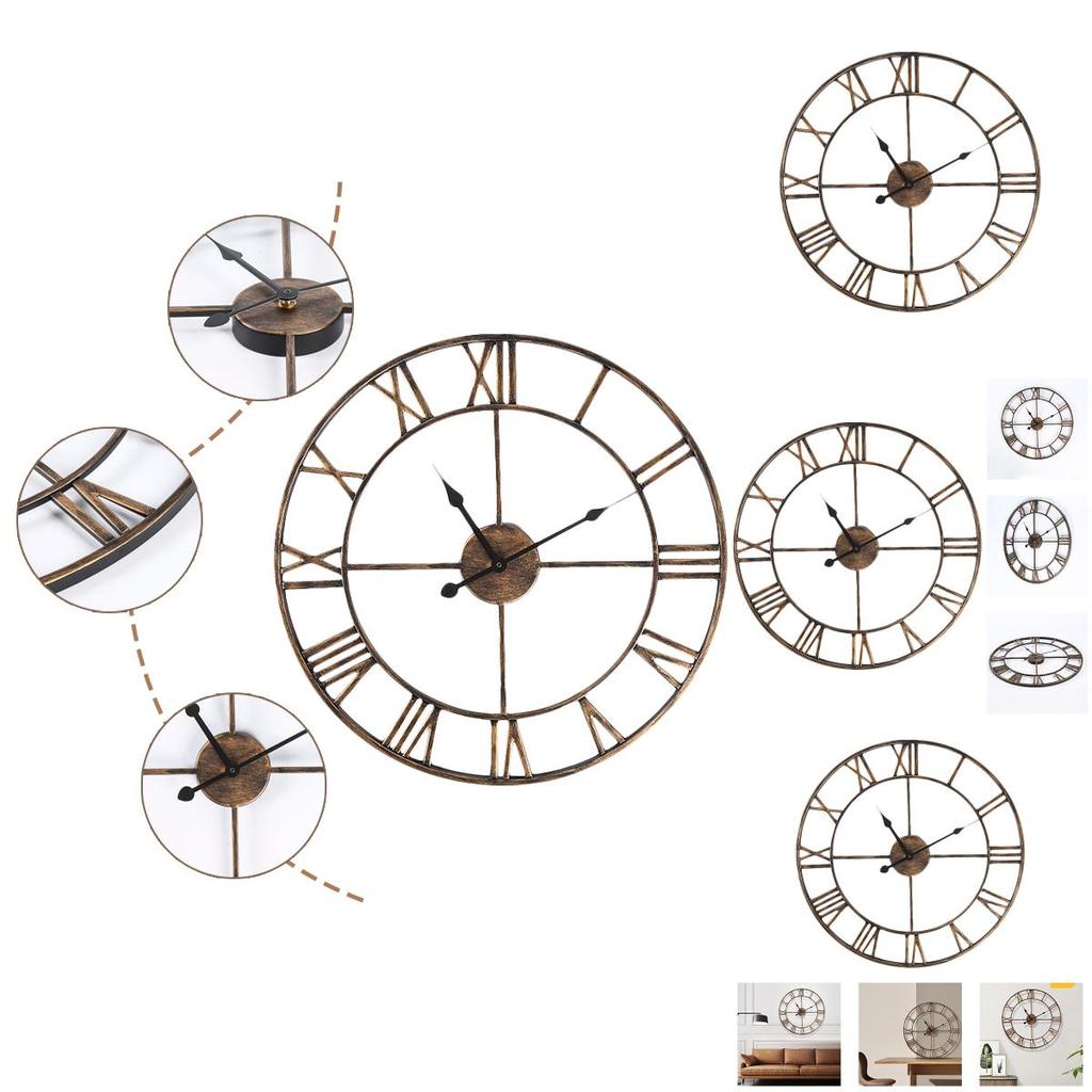 Distinctive Antique Rust Wall Clock With Silent Movement 40cm Diameter Metal Clocks