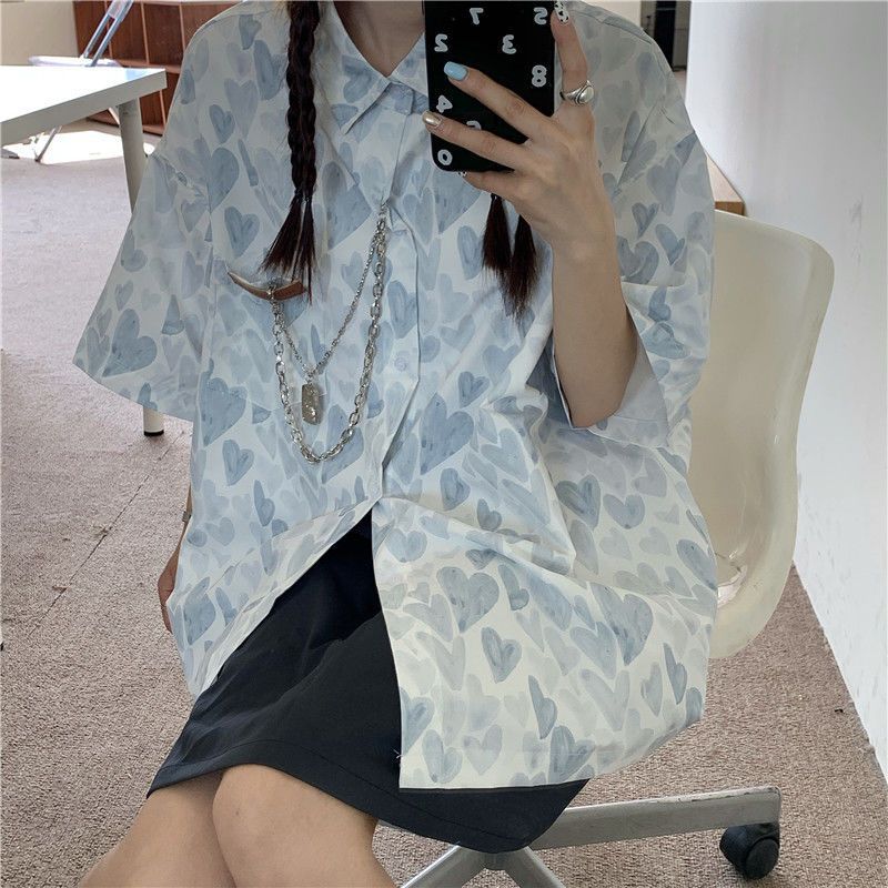 Printed Shirt Women's New Short Sleeve Loose Top Summer