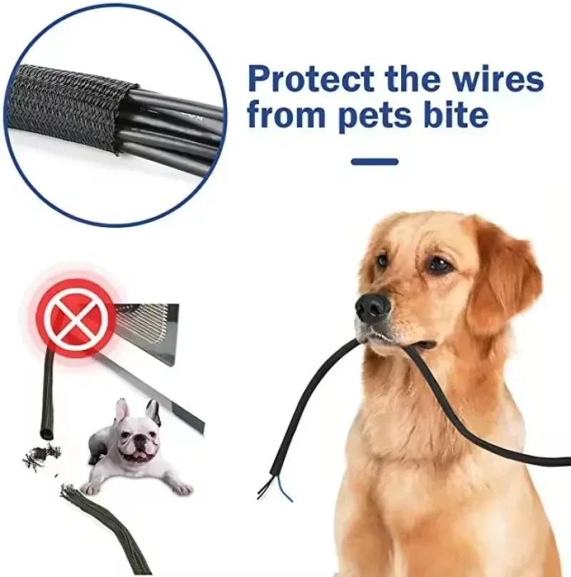 Self Closing PET Braided Cable Sleeve Expandable Auto Line Management Overlaps Flexible Loom Split Pipe Tube Wire Wrap Protect