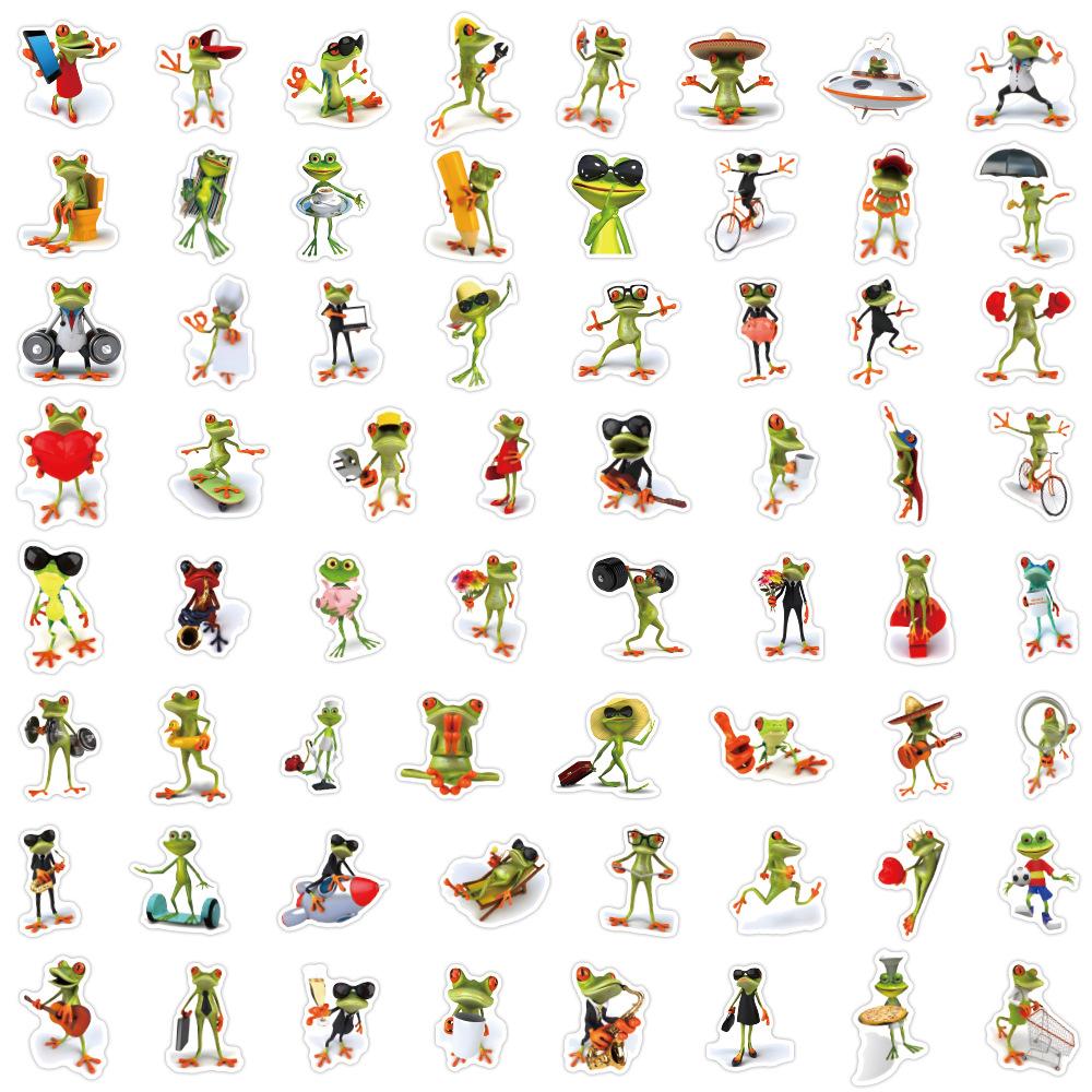 50 Cartoon Funny Frog Graffiti Stickers Cute Children's Goo Card Stickers DIY Mobile Phone Case Suitcase Stickers