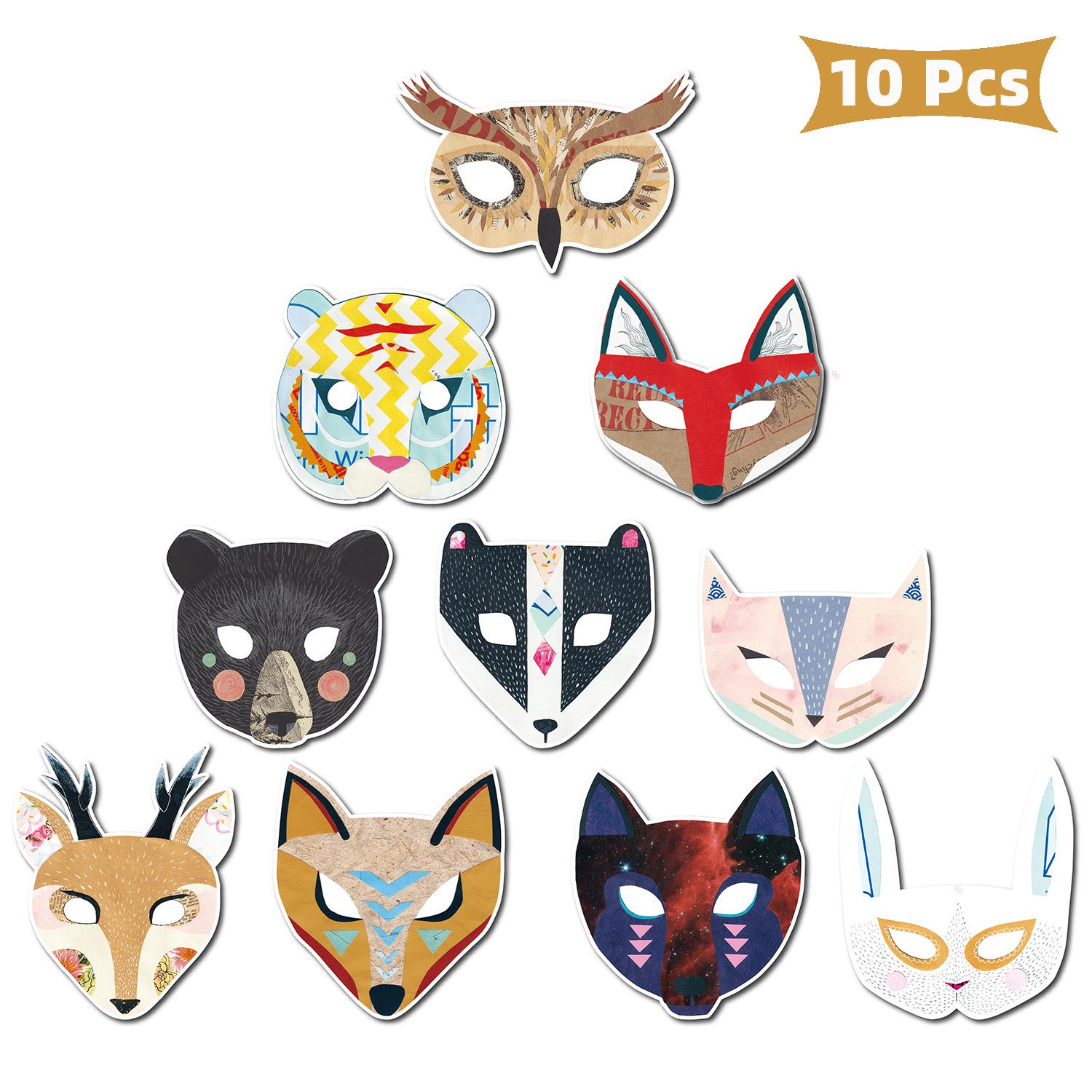 

Safari Animal Mask Set: 10 Jungle-Themed Paper Masks for Baby Birthday Party Decor