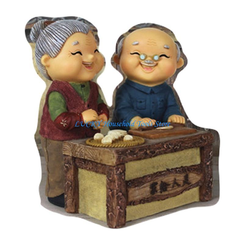 

J0MC Old Married Couple Miniature Figurine Romantics Loving Elderly Couple Adornment Wedding Decoration Anniversary Gift