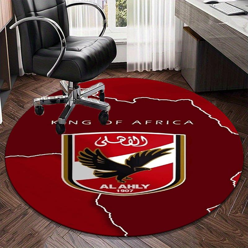 1PC round rug Ahly Football club Printed Round Area Rug ,Rug For Home Office, Round Chair Rug, Decorative Carpet Fan gifts Christmas gift