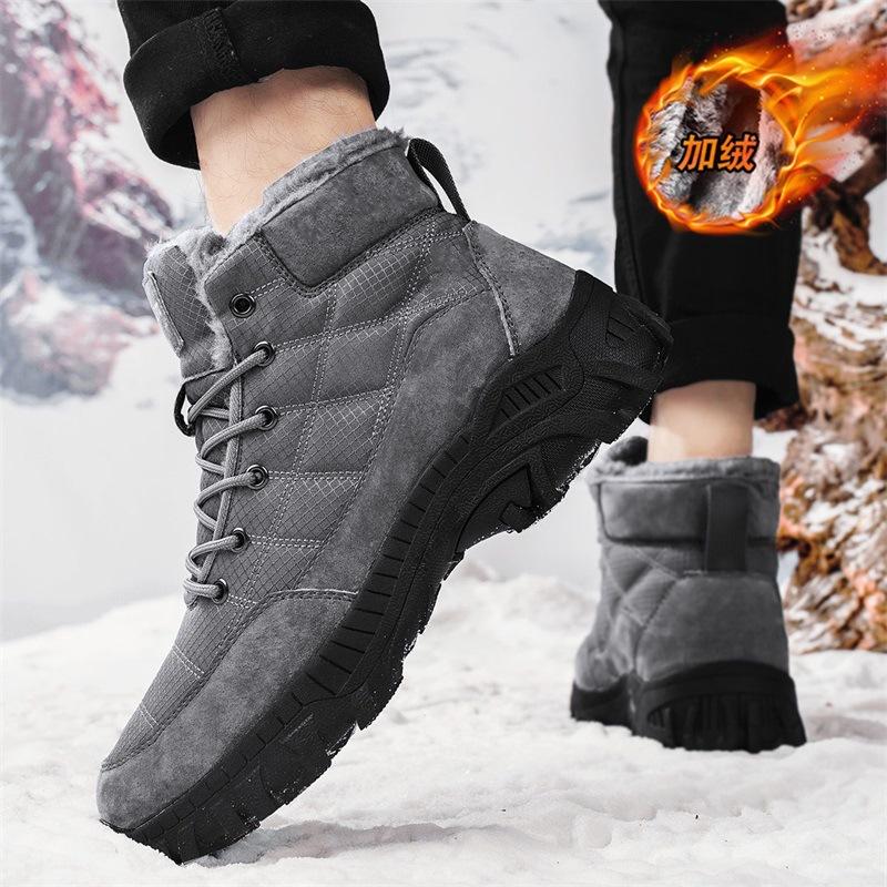 Popular cotton snow boots large size pigskin snow boots outdoor northeast cotton shoes winter velvet warm cotton shoes