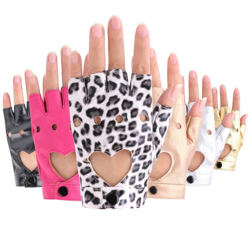 Dance Gloves Ladies Street Punk Stage Performance Thunderbolt Half Finger Gloves Nightclub Photography Leather Dance Gloves