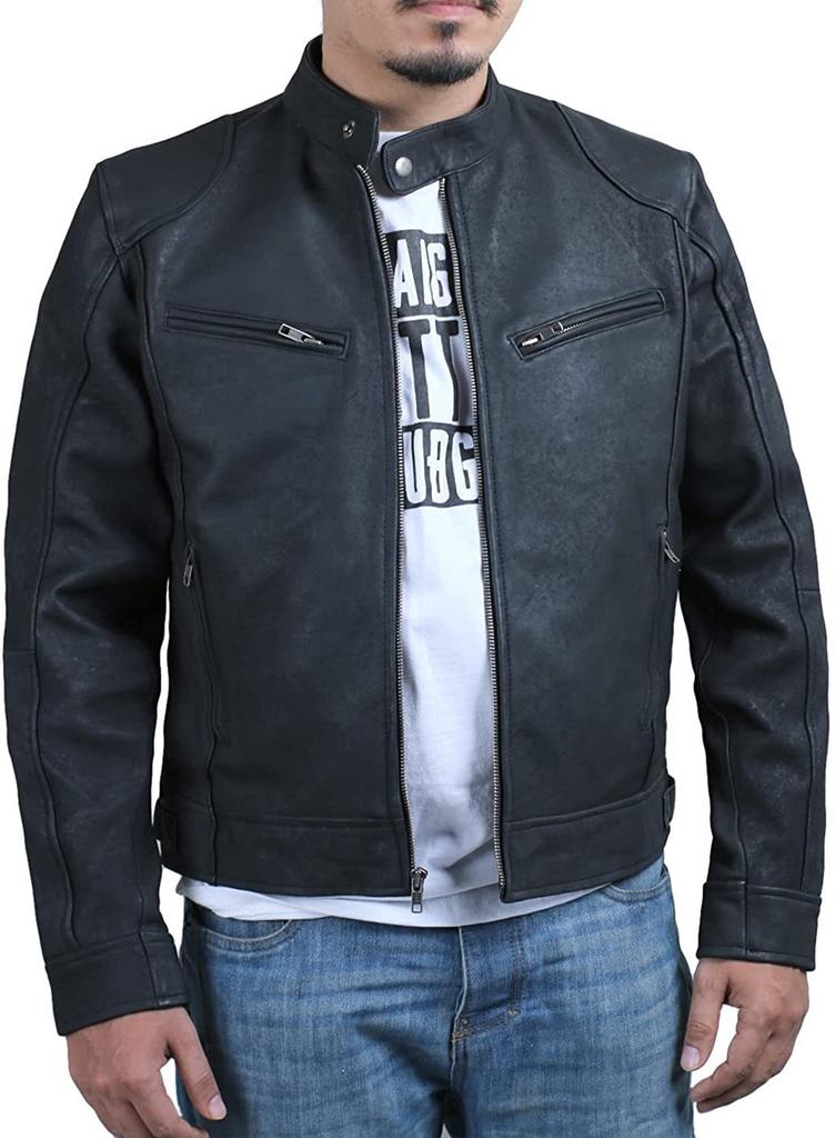 New European and American large-size men's jacket with a stand-up collar and a slim-fit large-size jacket.