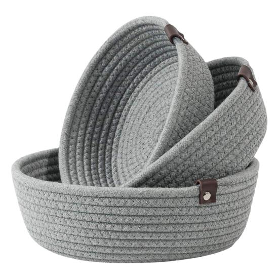 1 Set Breathable Woven Storage Basket with Handle Flax Eco-friendly Woven Storage Box for Bedroom