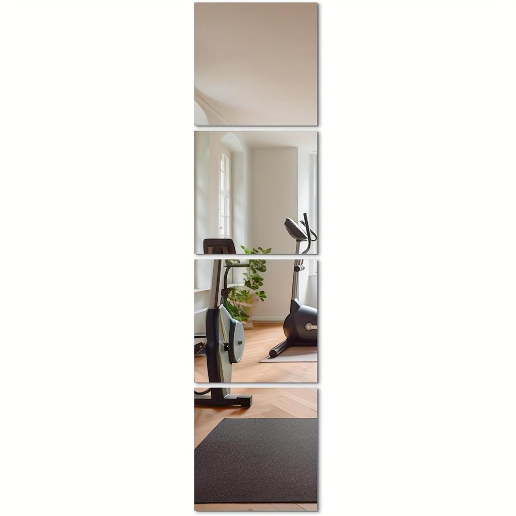 8pcs Classic Square Wall Mirror Tiles,25cm x25cm, Easy Stick-On Installation