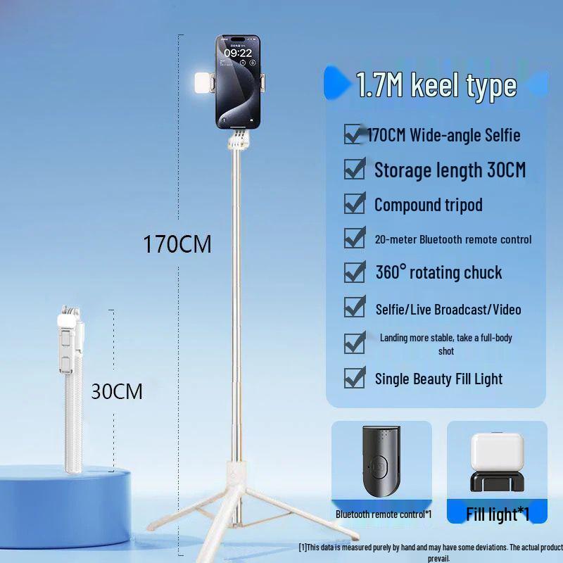 Portable Bluetooth Selfie Stick with Remote, Tripod Stand for Photography and Streaming, Foldable and Ideal for Travel