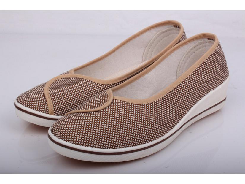 

Женские белые туфли-клинья Yizi - 2025 Осень/Зима, Мягкая плоская подошва, Стиль старого Пекина. 36