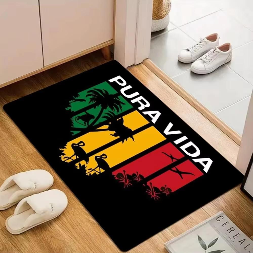 Lebendige tropische Reggae-Fußmatte für tropischen Eingangsbereich, Veranda-Eingang, Urlaubs-Foyer, Schmutzfangend, Rutschfest, Langlebig