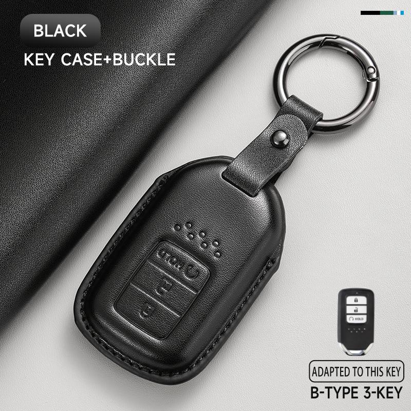 Genuine Leather Car Key Case Cover Key Bag For Honda Civic CRV XR-V Vezel Fit Jazz BRV BR-V City Protect Set Car Accessories