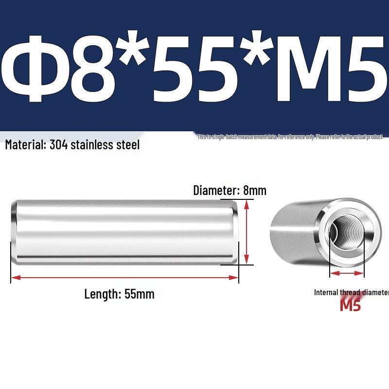 Pin Cilindric din Oțel Inoxidabil 304 cu Filet Interior M4/M6/M8 și Orificiu - Coloană de Suport și Ghidare