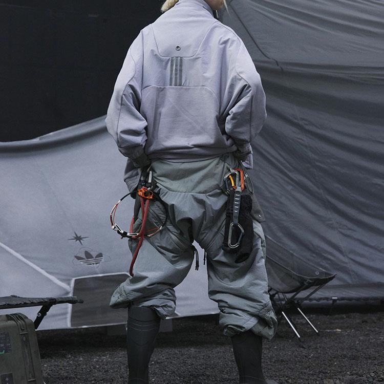 Adidas Originals X Hamcus Collaborative Capsule Collection High Collar Drawstring Pullover Sweatshirt Men Tops Glory-Grey HY6365