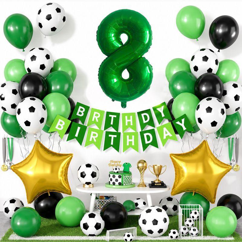 Fußball-Thema Geburtstag Zahl Aluminiumfolien-Ballonset für Kindergeburtstagsparty Dekorationen