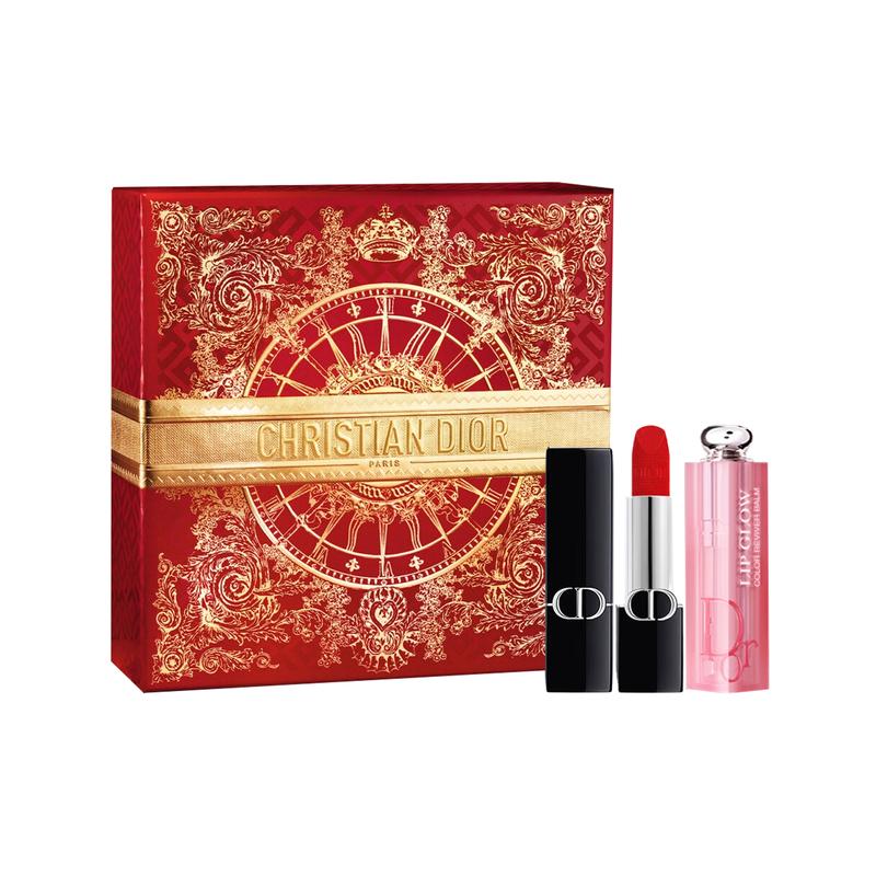 DIOR Lipstick Blue Gold Lipstick #999 3.5g + Charming Lip Balm #001 3.2g синий