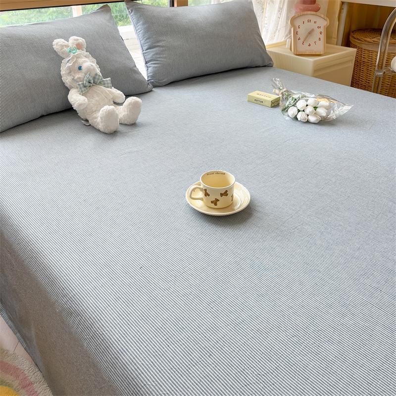 Minimalist Striped Thick Solid Bed Sheet For Single Double Household & Student Dormitory Bed