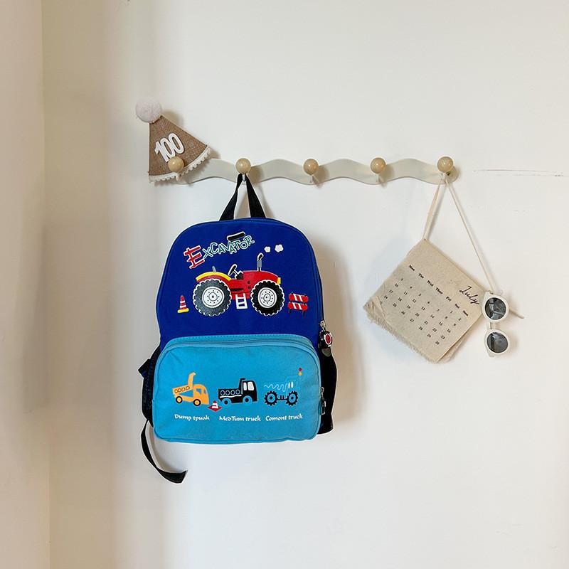 Adorable Cartoon Car Backpack For Boys And Girls Lightweight Oxford Cloth Design For Kindergarten