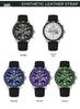Orologio da polso da uomo Sanda a doppio movimento con display a tre finestre, multifunzioni, cinturino in pelle e acciaio e funzione impermeabile.