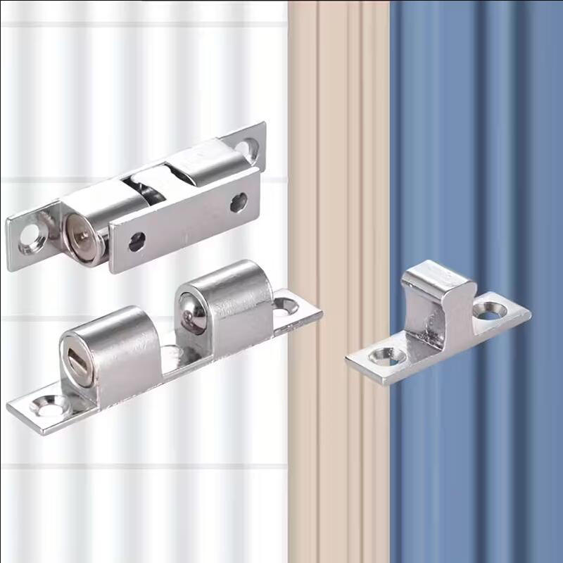 3/6pcs Furniture Door Ball Latch Brass Double Roller Spring Ball Catch Latches Cabinet Closet Door Adjustable Tension Latch