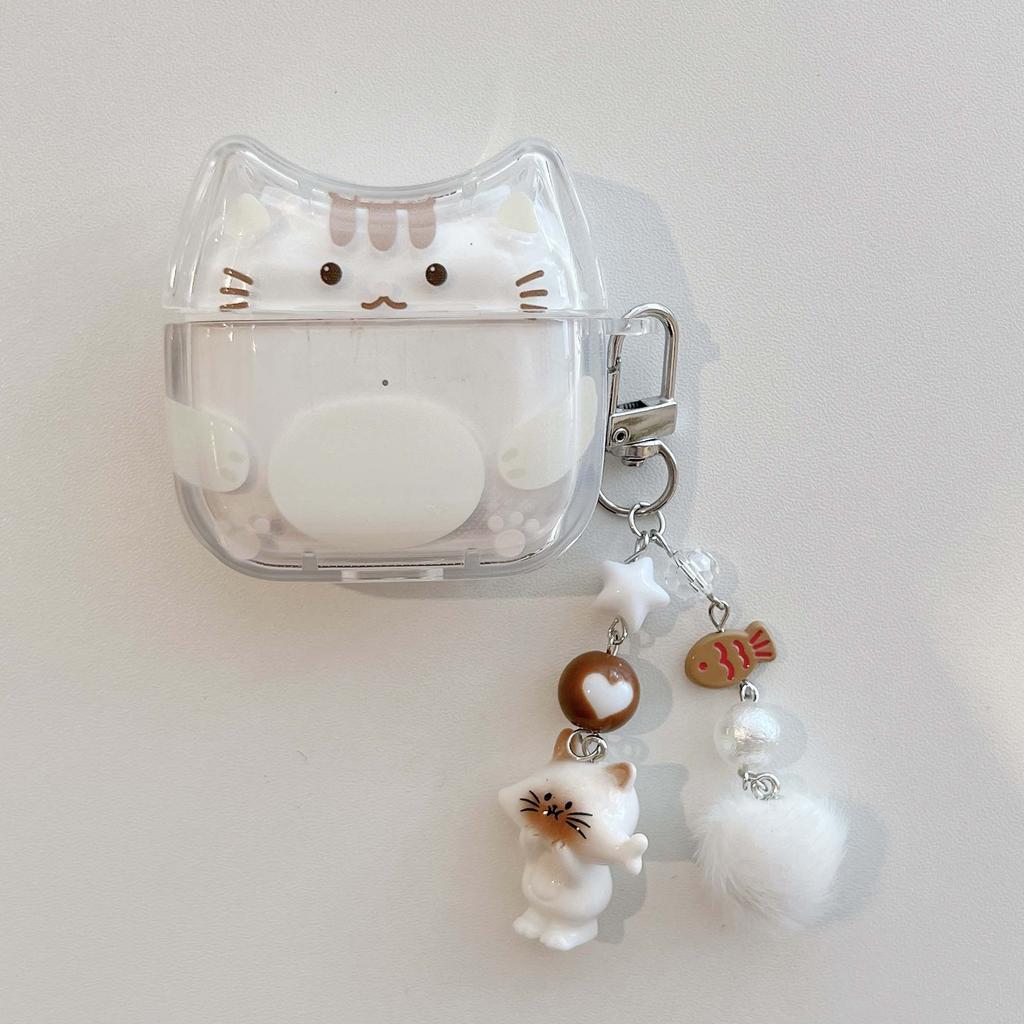 Cartoon cat shockproof crystal earphone case wireless bluetooth charging box for apple airpods 4 1 pro 2nd 3 2 headset cover