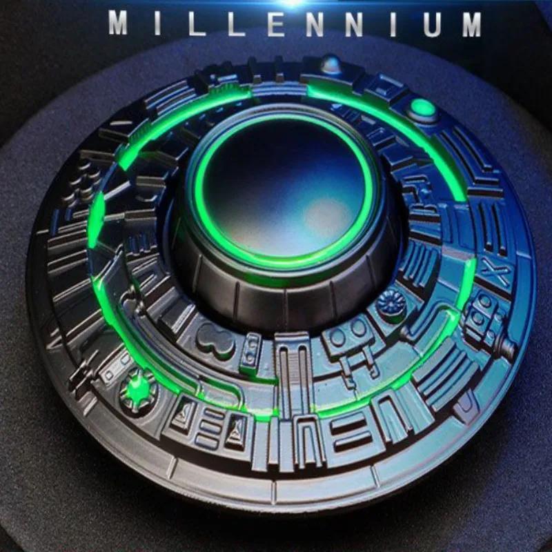 Metal Stress Ease Edc Boy Cool Luminous Ufo Fingertip Gyroscope Ultra-Long Finger Table Rotating Plaything Adults Fidget Spinner