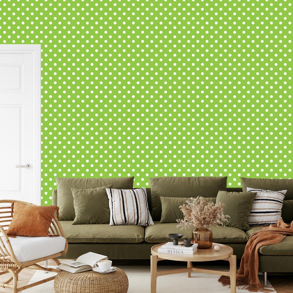 Dots Wallpaper, Lime Background, Lime Center for Living Room and Bedroom 50x1000