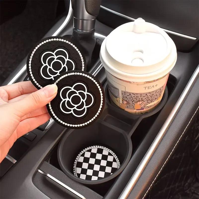 New Car Interior High-end Fashion Camellia Silicone Storage Water Coaster Car Anti-wear Pad Decorative Supplies Universal