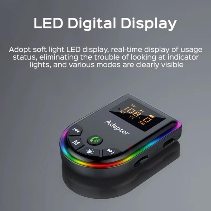 Portable Transmitter Receiver with LED Display TF Card Support AUX HIFI Sound Adapter for Car PC TV Headphones Speakers