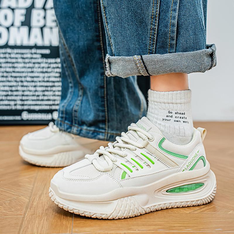 

Мужская спортивная обувь Повседневный уличный стиль Кроссовки на платформе Студенческие Оверсайз Черные кеды для скейтборда Увеличение роста EU: 46 слоновая кость