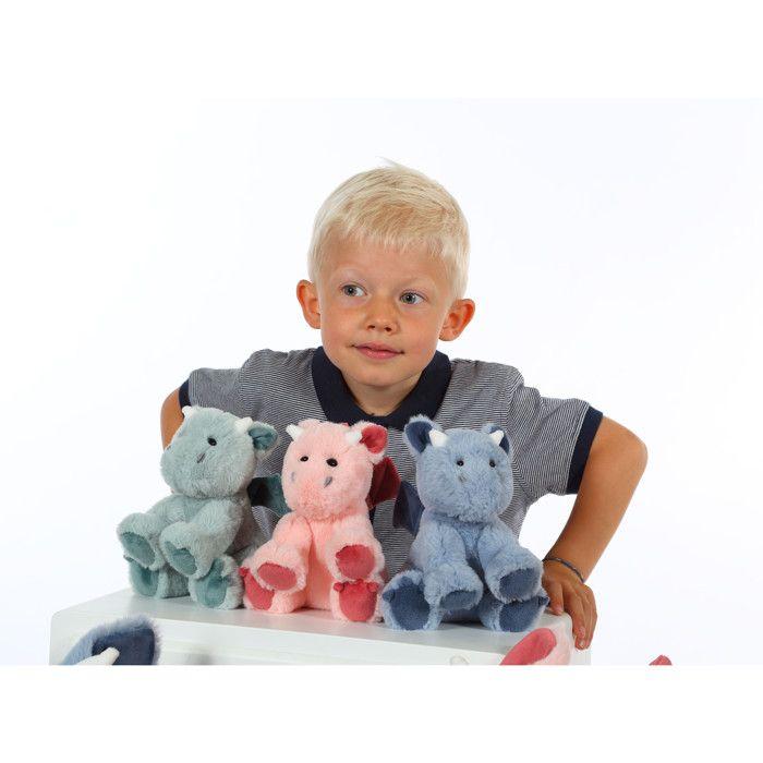 Peluche - peluche dragon trendy rose poudré - 16 cm