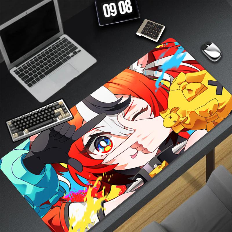 Gaming Mouse Pad Large Desk Mat Antislip Stitched Edges Cute Anime Girl Colorful Cartoon Print Waterproof Mat for Home