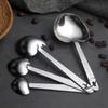 2sets 4pcs/set Kitchen Seasoning Spoon Stainless Steel Heart Measuring Spoon Baking Tool