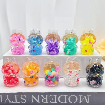 Acrylic Creative Quicksand Ornaments Noctilucent Bubble Bead Labubu Explosive Flash Sand Bottle Keychain Pendant Diy Accessories