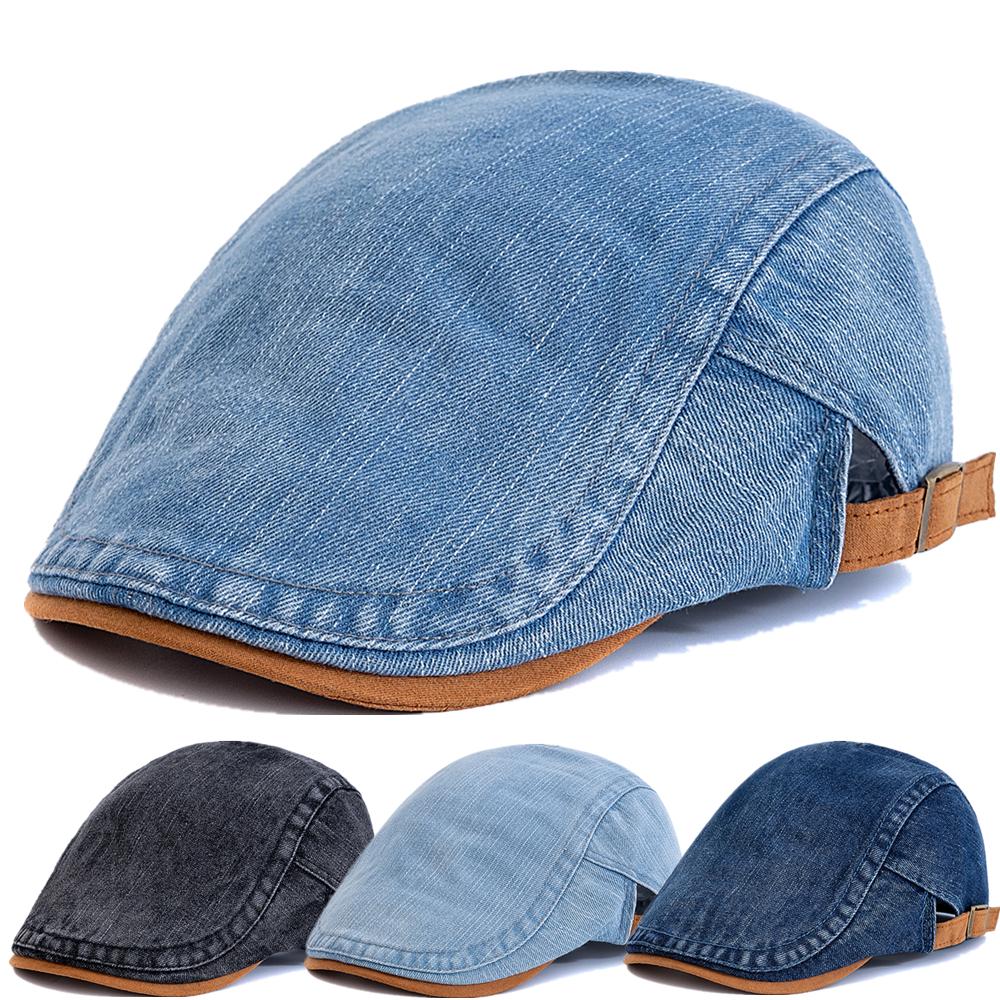 Hot Sale Summer Outdoor Flat Hat Sports Cotton Beret Caps Solid Color Casual Peaked Caps Unisex Cowboy Stylish Sun Hats