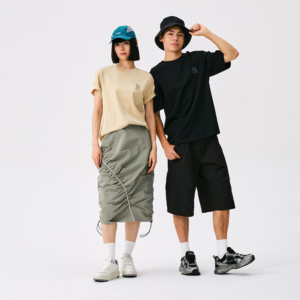 New MLB MONOGRAM Collection Basic Boston Red Sox FW25 T Shirt Unisex Khaki 3ATSM0454-43BGL