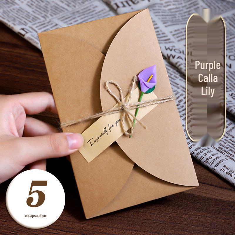 Handcrafted Retro Kraft Dried Flower Greeting Card for Birthdays & Father's Day