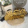Creative Gold Ramadan Kareem Ornaments Mirror Face Moon Eid Mubarak Figurine DIY Acrylic Desktop Decoration Festival Supplies