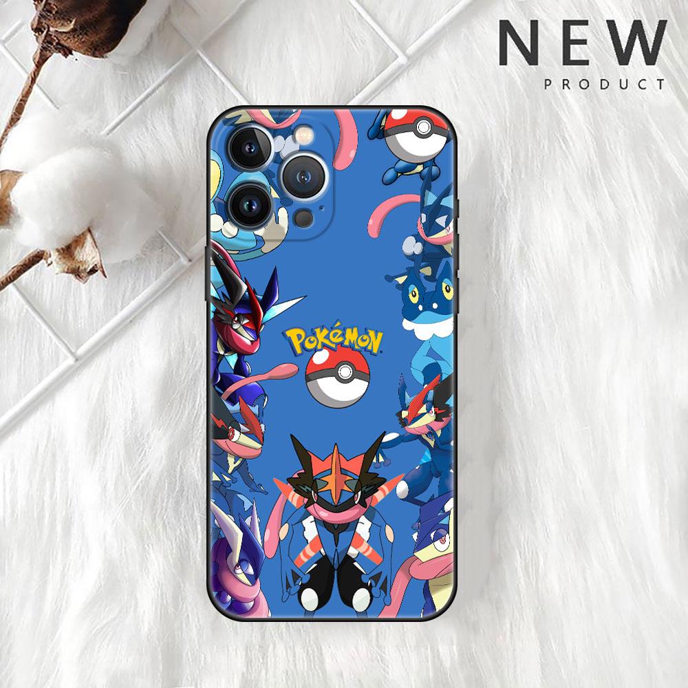 כיסוי לאפל אייפון 11 13 14 12 פרו 7 פלוס XR X XS מקס 6 6S 13 פרו מקס סיליקון שחור פונדה לטלפון פיקה פוקימון חמוד