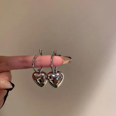 Fashion Simple Heart Pendant Earrings For Women Holiday Gifts Vintage Luxury Zinc Alloy Color Ear Rings Gothic Zircon Accessories