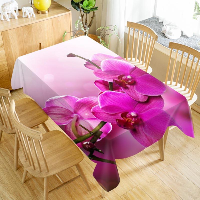 Orchid Flower Tablecloth Washable Cloth Thicken Oxford Rectangular Table Cloth for Wedding Customizable size 100X140cm/140X200cm 70x120cm