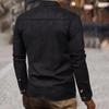 Chemise Homme Mode Coupe Ajustée Couleur Manches Longues Col Montant Business Coton Chanvre Demi-Ouverte