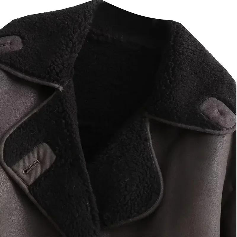 Cappotto di Velluto da Donna Caldo Giacca Primavera e Inverno Larga Casual Collo in Ecopelle Moda Abbigliamento Donna