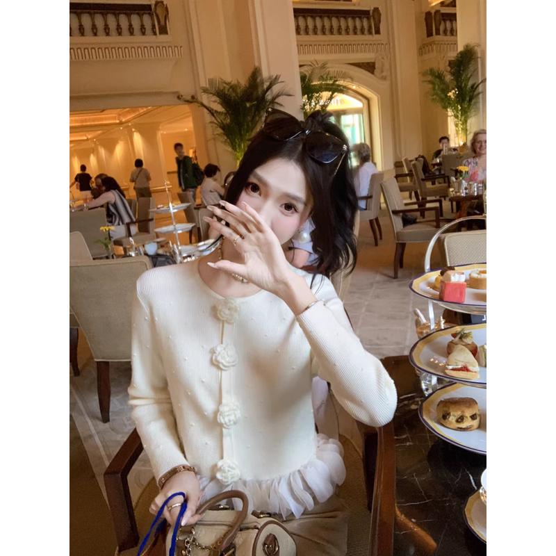 Женский элегантный вязаный кардиган-топ с кружевной отделкой M