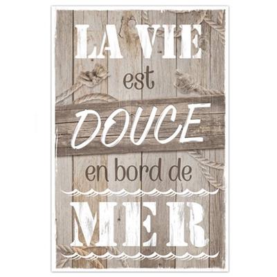 [Q8266] - Hnedé plátno 'Messages' (Život je sladký pri mori) - 40 x 60 cm